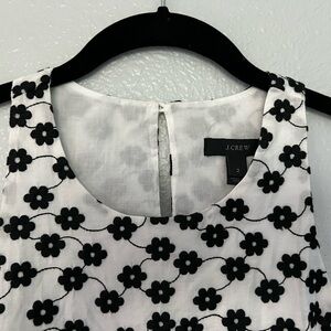 J. Crew floral embroidered cotton Racerback tank top, black and white